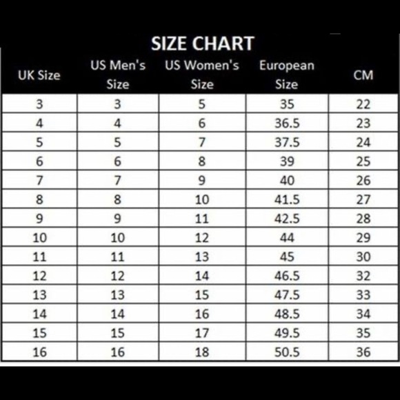 Men Balenciaga Shoes Size Chart